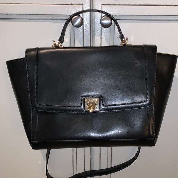 Anne Fontaine Handbags - Anne Fontaine leather black laptop travel bag EUC